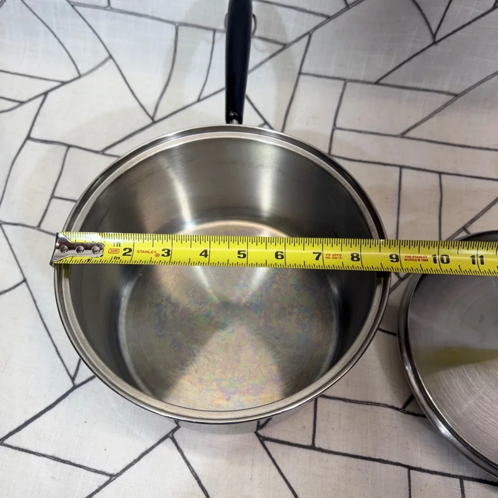 Revere Ware Saucepan 4 Qt Silver Copper Clad Bottom Pot with Lid Vintage USA